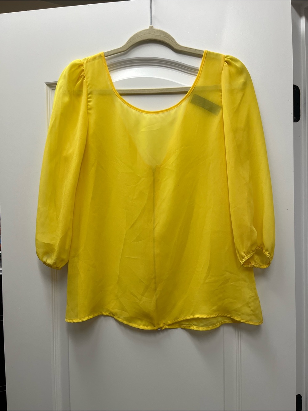 Blue Rain Yellow Sheer Scoop-Neck Blouse